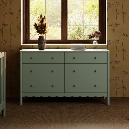 babyletto Swell 6-Drawer Wide Assembled Dresser - Light Sage