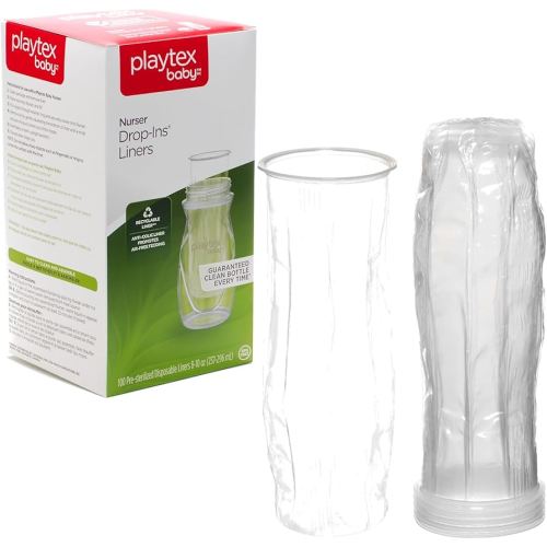 Playtex Baby Nurser Pre-Sterilized Disposable Drop-Ins Baby Bottle Liners, 8 Oz (100 Count), Anti-Colic, Gas Reduction, Easy to Clean, Closer to Breastfeeding, Perfect for Travel and On The Go