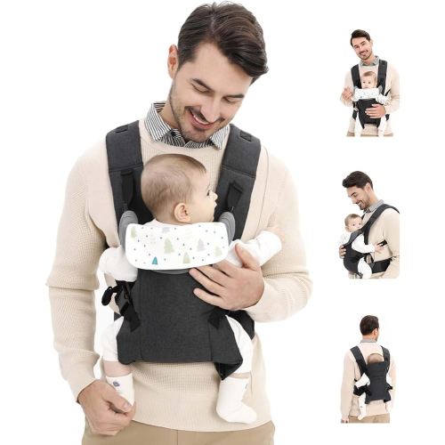 Baby Sling Carrier,4-in-1 Ergonomic Baby Backpack Front Carrier,Newborn to Toddler Wrap Lightweight Adjustable Baby Sling,Black