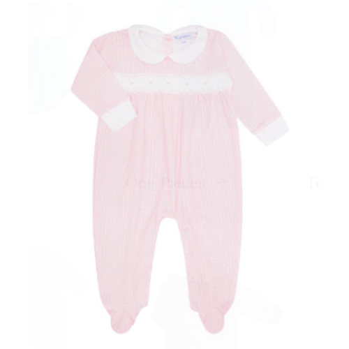 Pink Gingham Smocked Footie