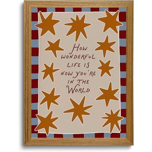 How Wonderful Life Is Nursery Framed Wall Art Cute Star Picture Wall Decor