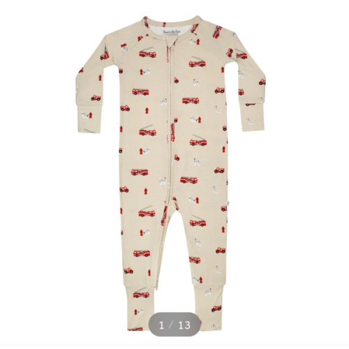 Firetrucks Zip Romper