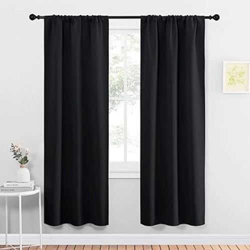 NICETOWN Halloween Black Out Curtain Panels for Kitchen - Energy Smart Decoration Thermal Insulating Blackout Drapes/Draperies for Small Window (2 Panels, 34 inches Wide by 72 inches Long)
