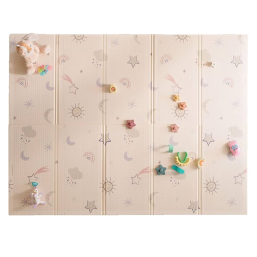 Nuby Reversible Baby Floor Mat, 77" x 58" - Foldable and Lightweight Baby Play Mat for Floor - Easy Storage and Travel - Stars and Sky