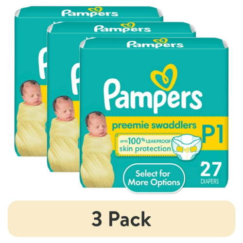(3 pack) Pampers Swaddlers Baby Diapers Size Preemie, 27 Count (Select for More Options)