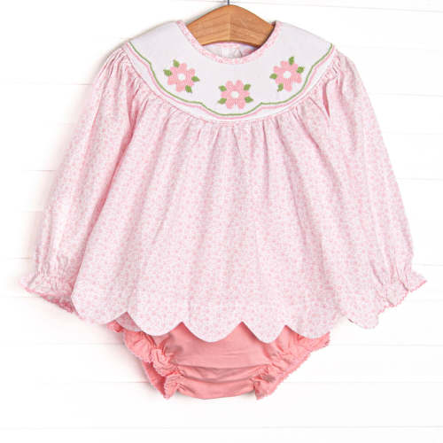Blue Skies and Blooms Smocked Diaper Set, Pink – Stitchy Fish