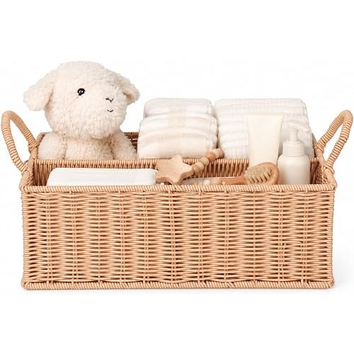 Rattan Diaper Caddy Organizer Changing Table Organizer