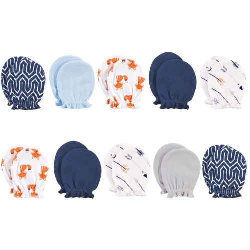 Hudson Baby Infant Boy Cotton Scratch Mittens, Foxes, 0-6 Months