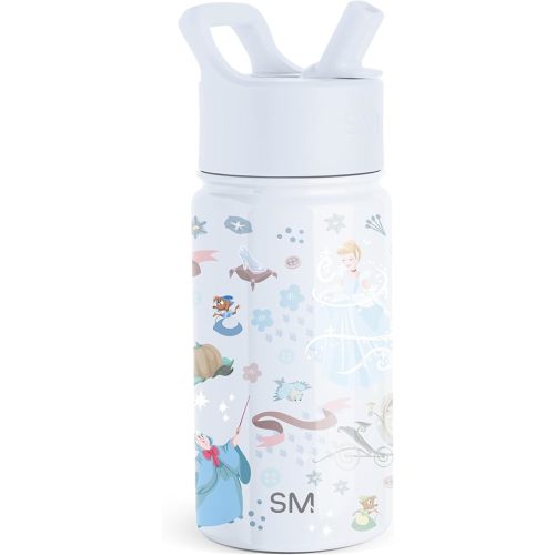 Simple Modern Kids Summit Water Bottle with Straw Lid | Disney Princess Cinderella 14oz Stainless Steel Cup Insulated Tumbler for Grils, School | Cinderella Floral Wishes
