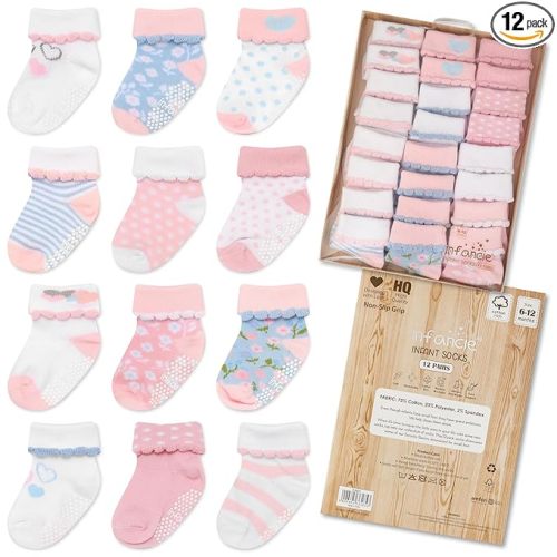 Baby Socks Girls Socks 12 Pairs - (6-12 Months) – Soft And Comfortable Sock For Baby Girl, Adorable Sock Girls, Gift For Infant