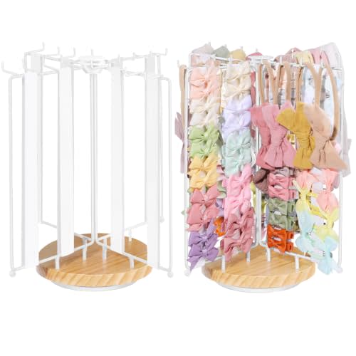 POVETIRE Headband Holder Bow Organizer for Girls,Rotating Hair Bow Storage | Metal Hair Accessories Organizer Baby Headband Holder for Girls,Large Capacity Hair Clips Stand Display for Nursery Decor