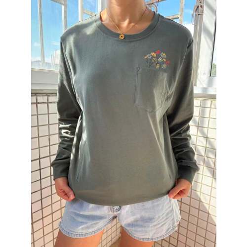 Floral Pocket Long-Sleeve Breastfeeding T-Shirt
