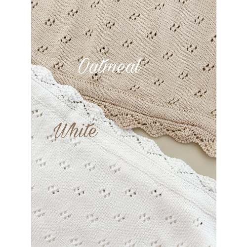 Pointelle Knit Baby Blanket - Heirloom Swaddle, Gender Neutral