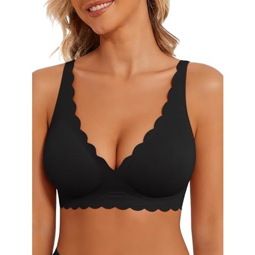 Deep V Bra Low Cut Sexy Push Up Bralettes for Women Padded Comfy Smoothing Wireless Lifting Bras Seamless Bralette