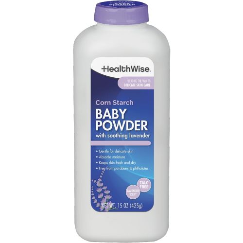 HealthWise Corn Starch Baby Powder, Lavender, Talc-Free, 15 oz