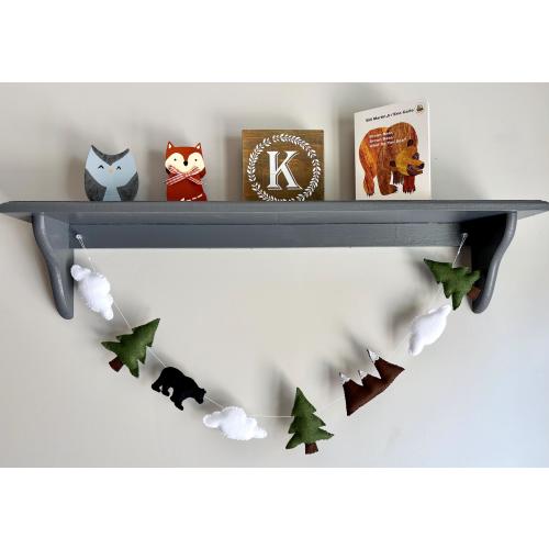 Felt Mountain Nursery Garland, Handsewn Woodland Decor