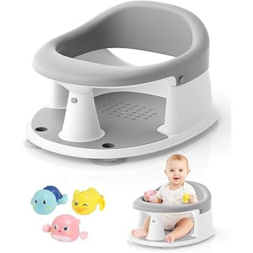 Baby Bath Seat for Babies 6 Months & Up, Bath Seats for Babies Sitting Up, 3 Baby Bath Toys, Open Design, Non-Slip, Compact Toddler Bath Seat.
