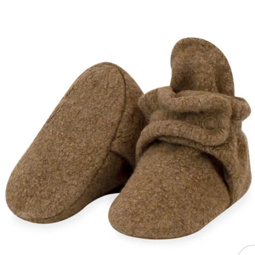 Cozie Fleece Gripper Baby Bootie - Heather Mocha – Zutano