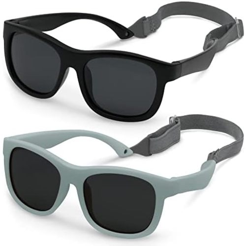 Olreco 2 Pack Baby Sunglasses Polarized Flexible Toddler Sunglasses with Strap Infant Sunglass for Baby Girl Boy 0-24 Months