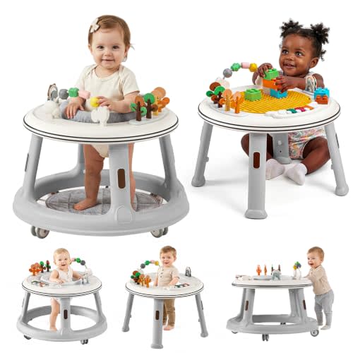 5-in-1 Baby Walker with Wheels, Bouncer, Push Walker & Building Block Table | Activity Center | 360° Swivel Seat | Adjustable Height | Music & Lights | ASTM & CPSIA Certified | for 6-18 Months Boys Girls