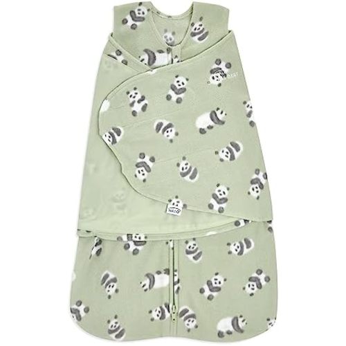 HALO Micro-Fleece Sleepsack Swaddle, 3-Way Adjustable Wearable Blanket, TOG 3.0, Cozy Pandas, Newborn, 0-3 Months
