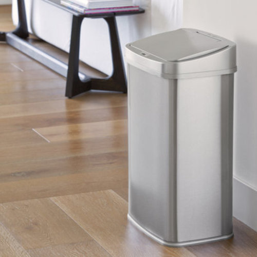 Songmics 13.2 Gallon Steel Motion Sensor Odor Resistant Trash Can with 15 trash bags | Wayfair