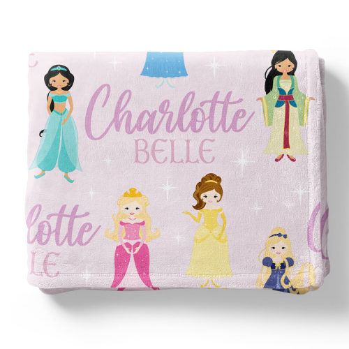 Pretty Princess Personalized Toddler Blanket