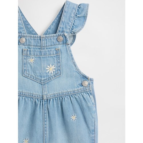 Baby Embroidered Floral Denim Overalls