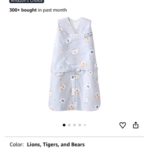 HALO 100% Cotton Sleepsack Swaddle, 3-Way Adjustable Wearable Blanket, TOG 1.5, Multicolor Lions, Tigers, and Bears, Small, 3-6 Months