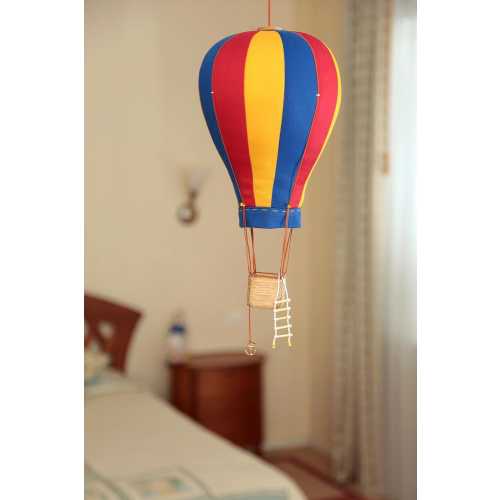 Hot Air Balloon Nursery Decor, Fabric Air Balloon with Wooden Basket, Hanging Nursery Decoration, Travel Theme Baby Room