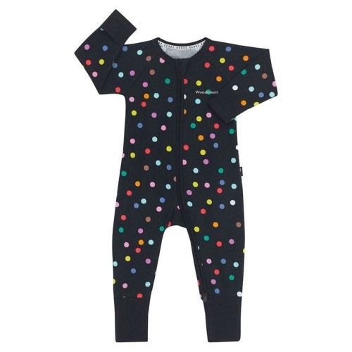 BONDS Zip Wondersuit Baby Romper - Confetti Love Nu Black