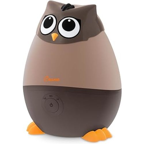 Crane Ultrasonic Cool Mist Animal Humidifier for Kids' Bedroom & Nursery, Adjustable 0.5 Gallon, Auto Shut-Off Silver Fox 0.5 Gallon Grey