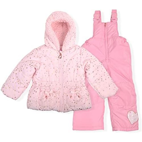 Arctic Quest Little Girls Bib Snow Pants and Ski Jacket Water-Resistant Snowsuit For Kids Winter Jacket For Girls
