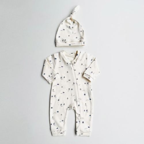 Baby Romper "boats" Organic Cotton off White Cream Baby Nautical Themed Set - Etsy