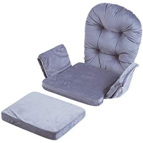 Zerone Soft Velvet Cotton Chair Cushions and Stool Pad Set,Glider Rocker Replacement Cushions,Glider Rocker Replacement Cushions with Storage Pockets