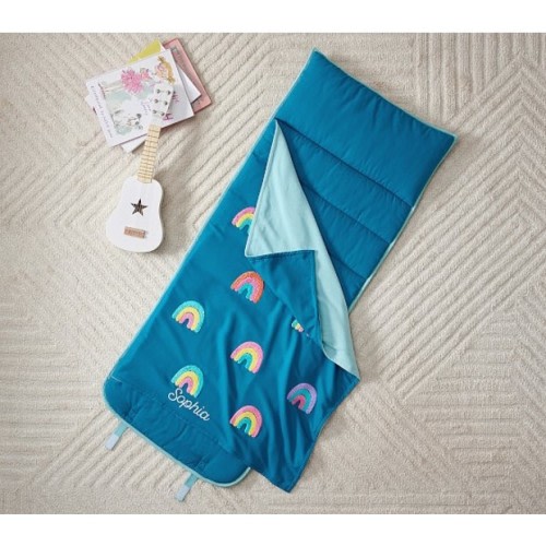 Pottery Barn Kids Mackenzie Turquoise Rainbows Chenille Nap Mat