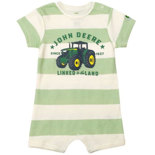 John Deere Newborn Baby Boys Romper Pale Green / Off White Stripes 3-6 Months