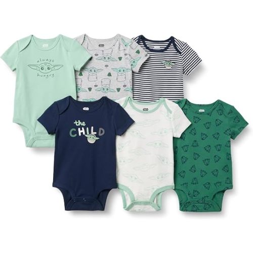 Amazon Essentials Disney | Marvel | Star Wars Unisex Babies' Snug-Fit Cotton Footed Sleepers, Multipacks