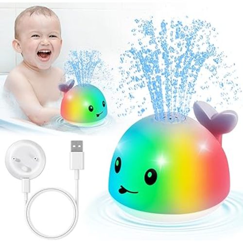 Gigilli Baby Whale Bath Toy - Easy Charging Bath Toys for Kids, Light Up Bath Fountain Toy Toddlers Bathtub Toy Sprinkler