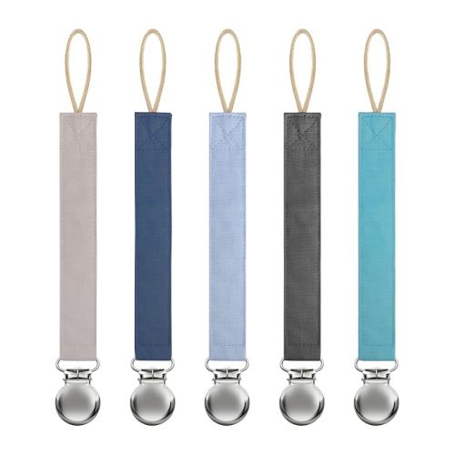 Linen Pacifier Clip for Baby Girls & Boys, 5 Pack Binky Clips