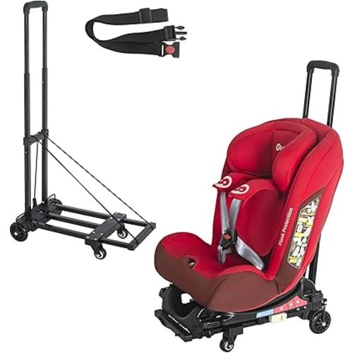 AKOZLIN Travel Airport Toddler Cart for Car Seat (Only fit for car Seats with ISOFIX Interface) Adjustable Belt Trolley Dolly
