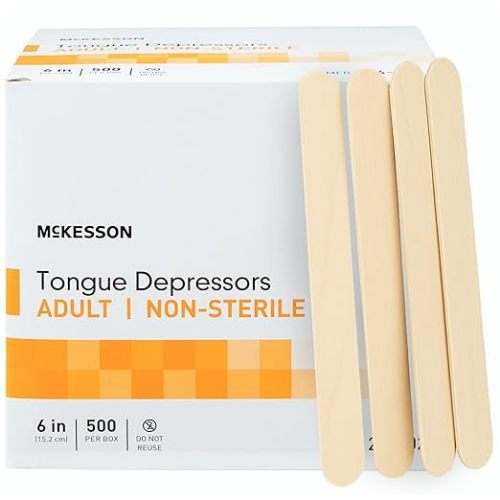 McKesson Tongue Depressors [500 Count] Adult Size, Non-Sterile, Wood, Unflavored, Splinter-Free, 6 in – Use for Medical, Arts, Crafts, Spa