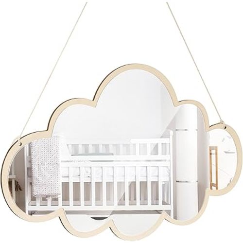 Mirror Cloud Wooden Mirror Cartoon Safety Shatterproof Wall Sticker Nordic Bedroom Nursery Decoration