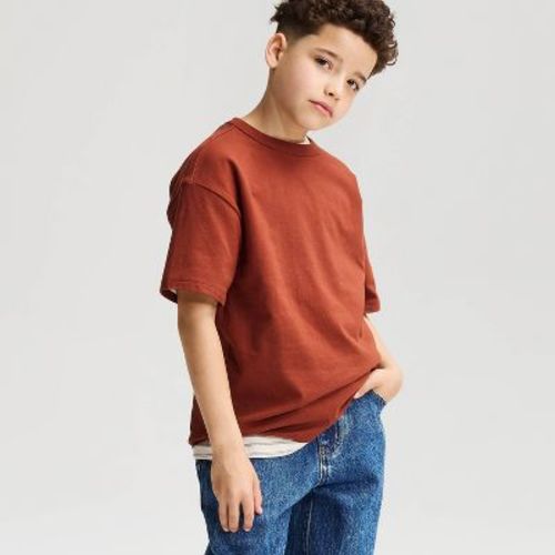 Boys' Short Sleeve 100% Cotton Relaxed Fit T-Shirt - Cat & Jack™ Brick S