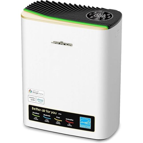 Air Purifiers for Home Up To 1100ft², True HEPA, Activated Carbon Air Filter Remove Dust Smoke Odor Pollen Pets Hair Dander, 20dB,Works with Alexa,APP,JF239 Gold
