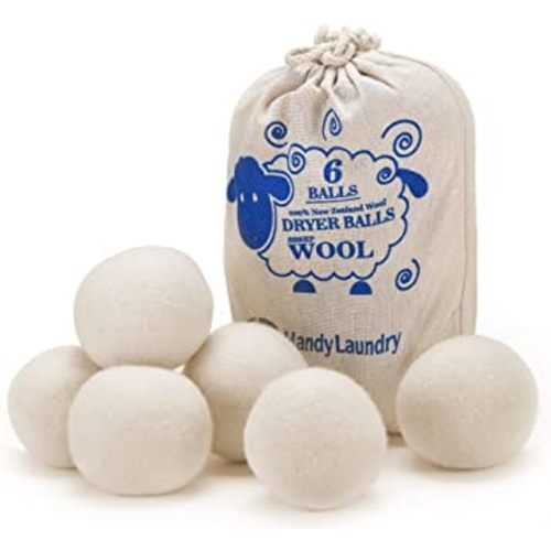 Wool Dryer Balls - Natural Fabric Softener, Reusable, Reduces Clothing Wrinkles and Saves Drying Time. The Large Dryer Ball is a Better Alternative to Plastic Balls and Liquid Softener. (Pack of 6)