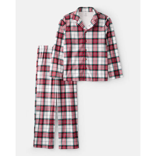 Adult Flannel Plaid Print Long-Sleeve Loose Fit 2-Piece Pajamas - Red/Green - Carter's | Carter's