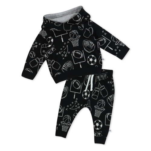 Honest Baby Cothing Organic Cotton Boy or Girl 2 Piece Pop Over Hoodie and Sweatpant Set, Newborn to 24 Months