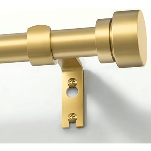 PORTRES Gold Heavy Duty Curtain Rods for Windows 72 to 144 Inches Adjustable Length 1" Diameter Curtain Rod with Modern Decorative Finials for Outdoor Farmhouse Bedroom Kitchen Living Room