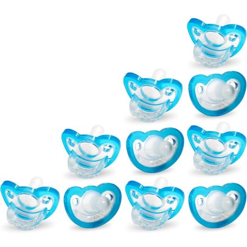 RaZbaby Jollypop Pacifier for Babies 3 Months and Up, USA Made, Natural Shaped Orthodontic Binky, Lovingly Shared in NICUs & Hospitals Worldwide, Medical-Grade 100% BPA-Free - 6 Pack - Blue